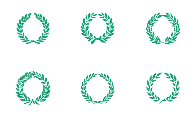 Vecteur ensemble de couronne de laurier logo modèle vecteur icône illustration design