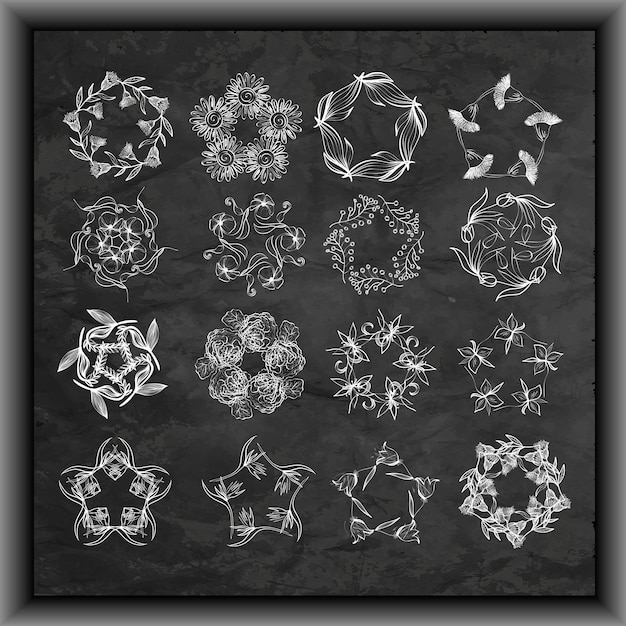 Ensemble de couronnes à base de plantes. Cadres ou bordures. Éléments de conception de vecteur.