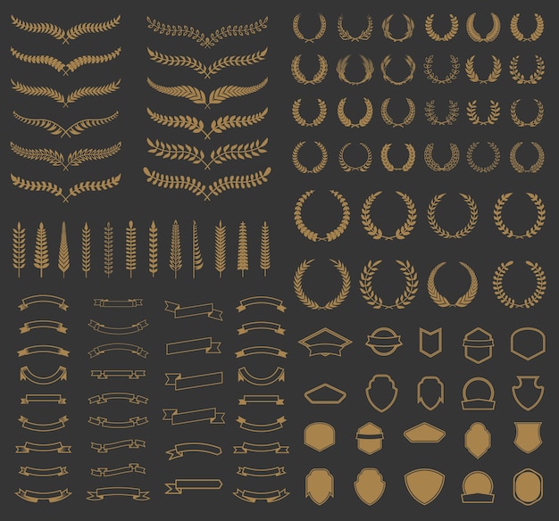 Ensemble De Couronnes Et Branches Vectorielles