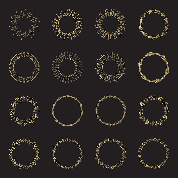 Vecteur un ensemble de couronnes d'or vectoriel élégantes