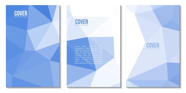 ensemble de couvertures avec fond géométrique coloré abstrait triangle dégradé bleu