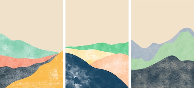 Ensemble de couvertures de paysage de montagne abstraite