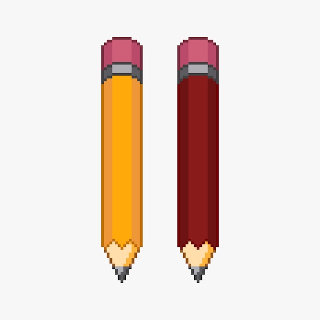 Ensemble De Crayons Dans Un Style Pixel Art