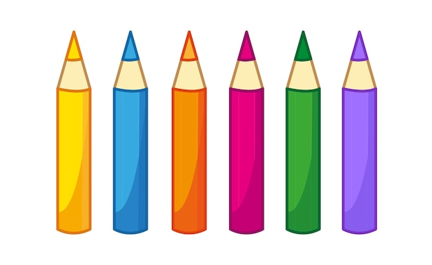 Vecteur un ensemble de crayons multicolores illustration vectorielle dans un style enfantin de dessin animé clipart drôle isolé