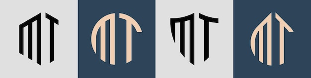 Ensemble créatif de conceptions de logo MT initiales simples