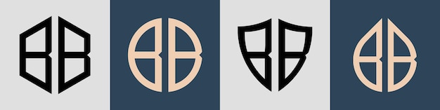 Ensemble créatif simple de lettres initiales BB Logo Designs