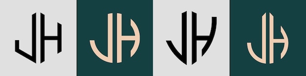 Ensemble créatif simple de lettres initiales JH Logo Designs