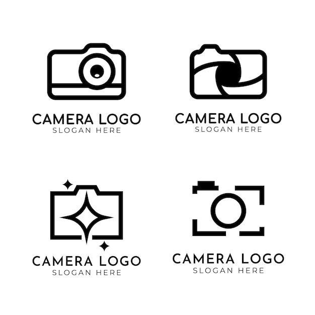 Ensemble de création de logo d'appareil photo pour photographe ou studio photo