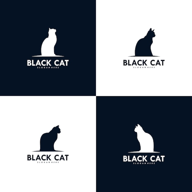 Ensemble De Création De Logo De Chat Noir