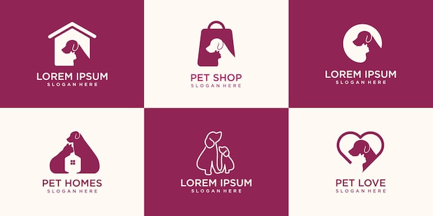 Ensemble De Création De Logo De Chien Et De Chat.