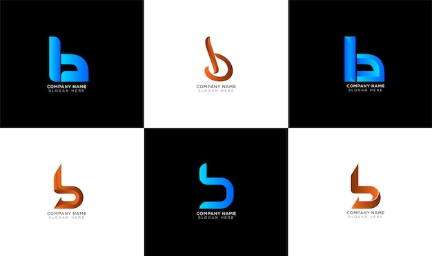 Ensemble de création de logo dégradé lettre b