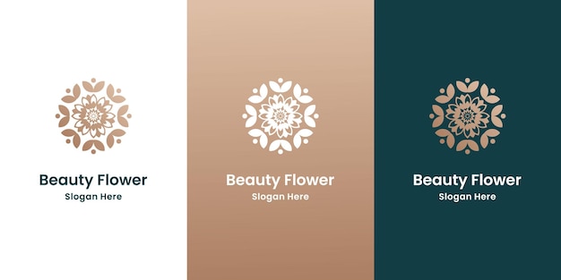 Ensemble De Création De Logo De Fleur De Beauté Créative.