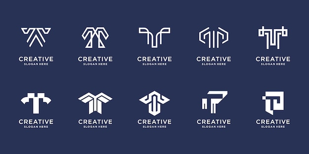 Ensemble de création de logo de lettre T Symbole pour le modèle de conception de luxe de technologie d'inspiration commerciale