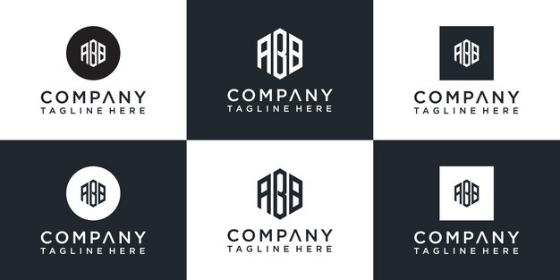 Ensemble de création de logo monogramme hexagonal créatif