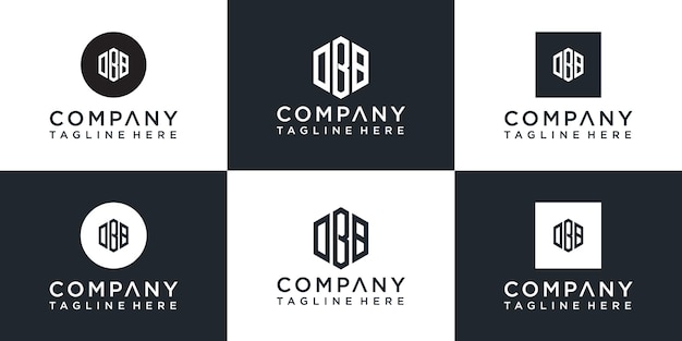 Ensemble de création de logo monogramme hexagonal créatif