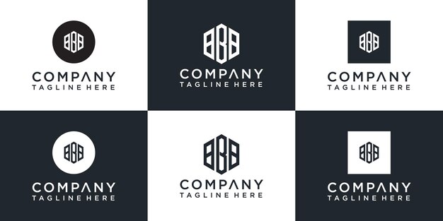 Ensemble de création de logo monogramme hexagonal créatif