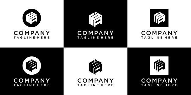 Ensemble de création de logo monogramme hexagonal créatif