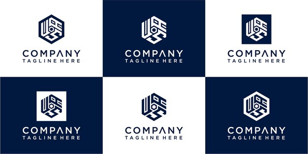 Ensemble de création de logo monogramme hexagonal créatif