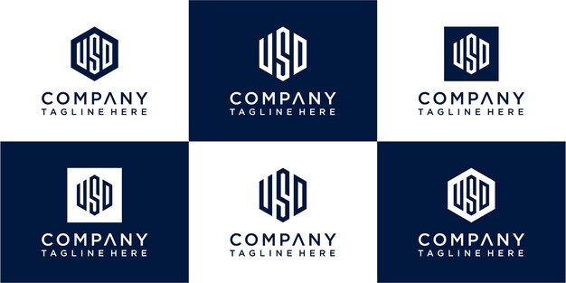 Ensemble de création de logo monogramme hexagonal créatif