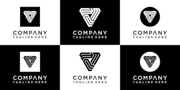 ensemble de création de logo monogramme triangle créatif