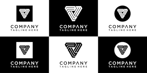 ensemble de création de logo monogramme triangle créatif