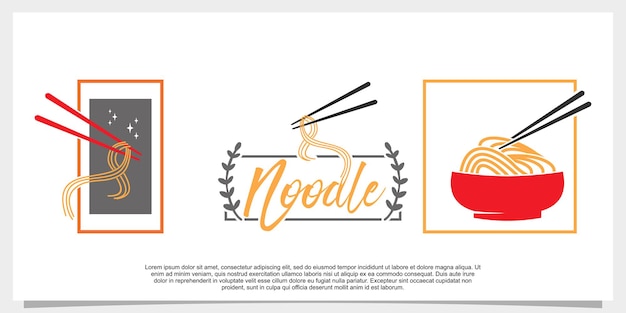Vecteur ensemble de création de logo de nouilles avec un modèle de concept moderne