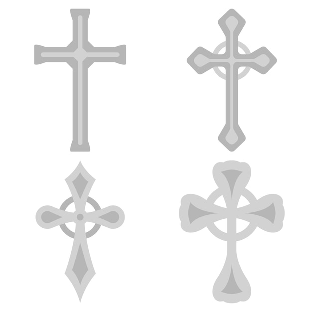 Ensemble de croix chrétienne isolé sur fond blanc