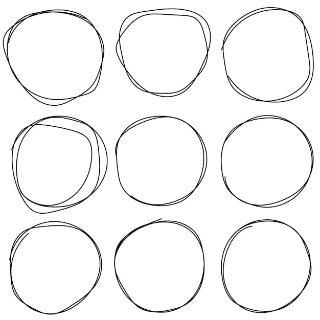 Ensemble de croquis du cercle borde l'anneau pour dessiner manuellement Art design Doodle circulaire rond doodle