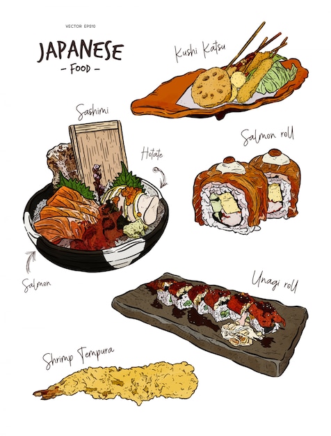 Ensemble de cuisine japonaise dans la main