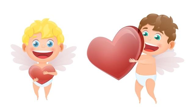 Ensemble De Cupidons Des Anges Pour La Saint Valentin