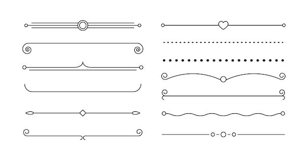 Vecteur ensemble de décoration de séparateurs de lignes illustration isolée de cadre d'élément vintage