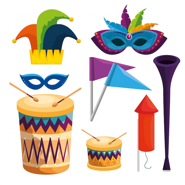 Ensemble de décoration de tradition de carnaval à la fête