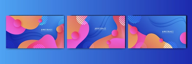 Ensemble de dégradé abstrait dynamique bleu coloré pour l'arrière-plan de conception