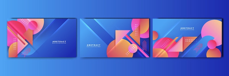 Vecteur ensemble de dégradé abstrait dynamique bleu coloré pour l'arrière-plan de conception