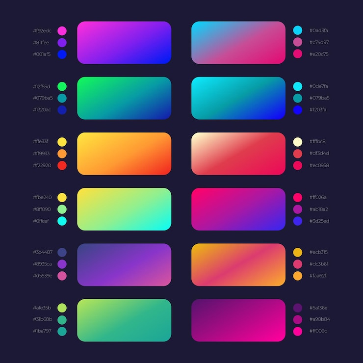 Vecteur ensemble de dégradés colorés