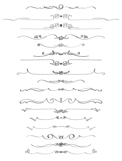 Vecteur ensemble de délimiteurs en noir et blanc pour les séparateurs de texte