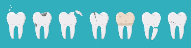 Vecteur un ensemble de dents avec différentes blessures