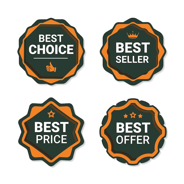 Ensemble de design plat d'étiquettes best-seller