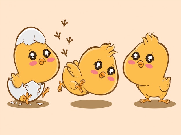 Vecteur ensemble de dessin animé mignon poussins