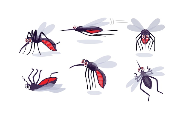 Vecteur ensemble de dessin animé de moustique