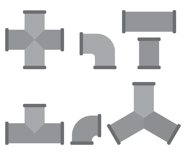 Vecteur ensemble de dessin animé de raccords de tuyauterie isolé sur fond blanc.