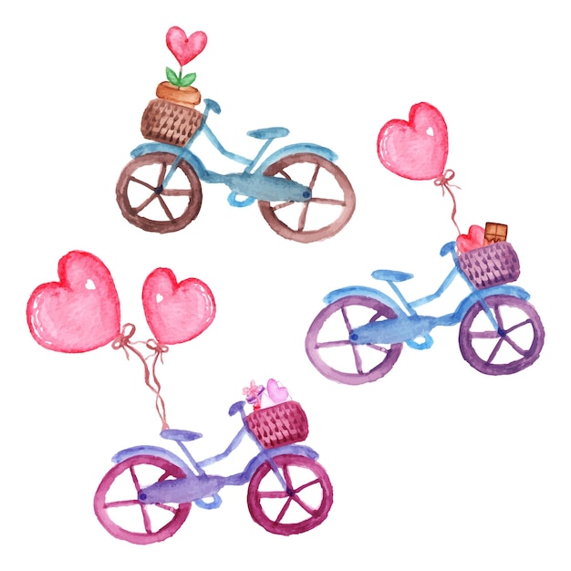 Ensemble Dessiné à La Main De Vélo Saint Valentin