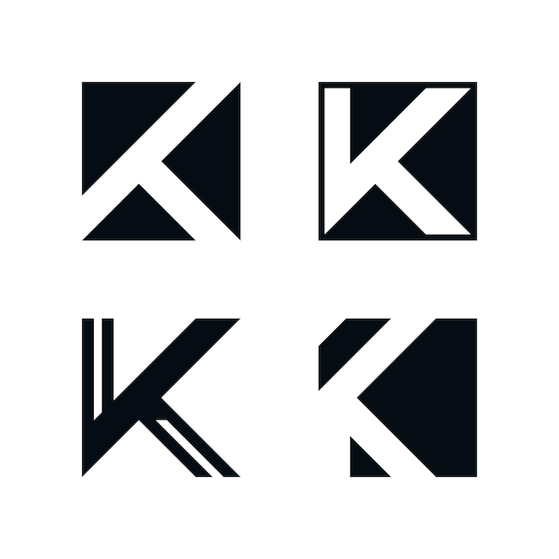 Ensemble de dessins abstraits du logo de la lettre initiale K de Premium Vector