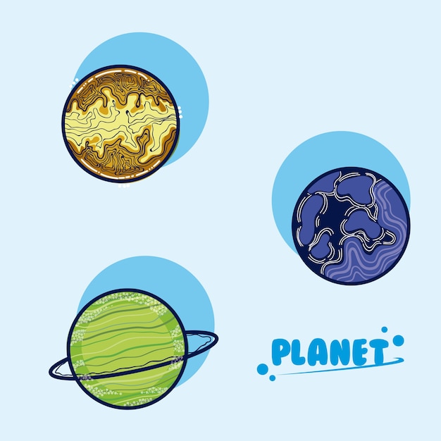 Ensemble De Dessins Animés De Planètes De Galaxie