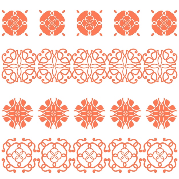 Vecteur un ensemble de dessins géométriques orange et rouge