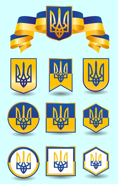 Ensemble de dessins vectoriels d'armoiries de l'Ukraine