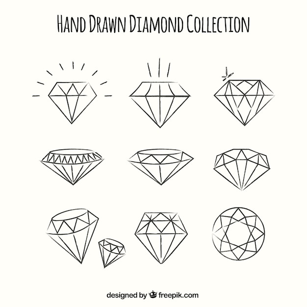 Ensemble De Diamants Dessinés à La Main