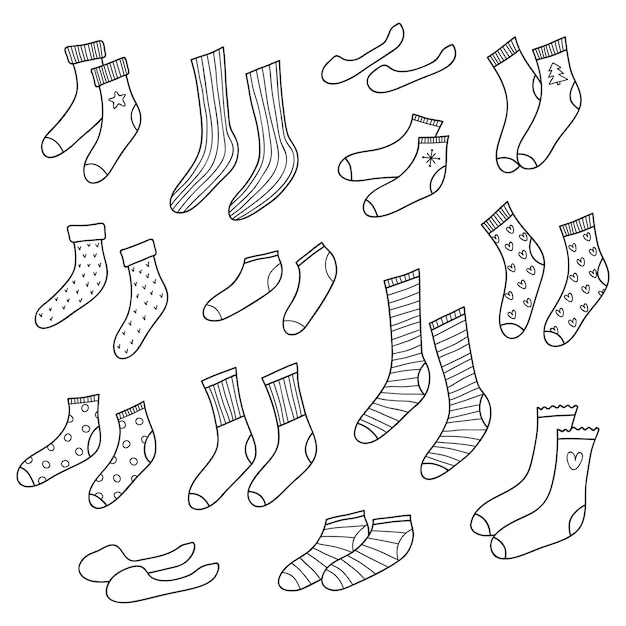 Ensemble De Différentes Chaussettes Doodle