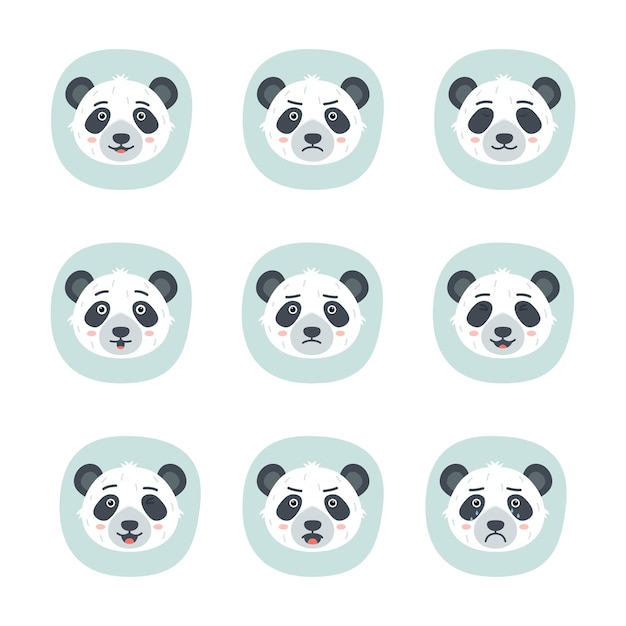 Ensemble De Différentes émotions De Panda, Illustration Vectorielle