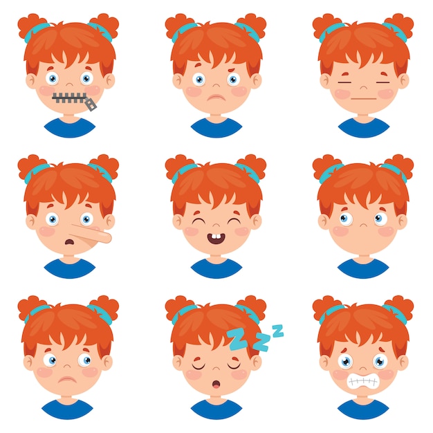 Ensemble De Différentes Expressions D'enfants